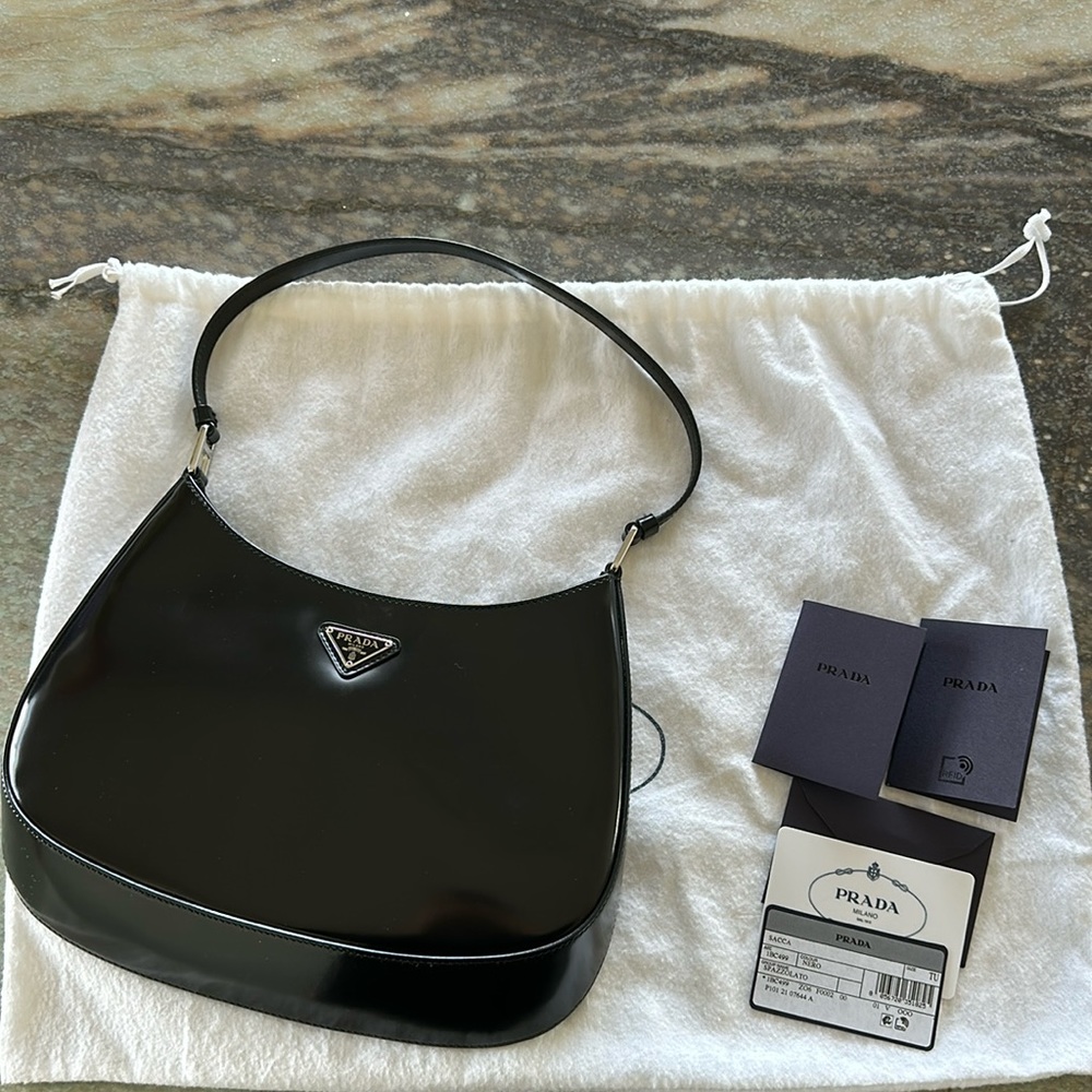 Prada Cleo Brushed Leather Shoulder Bag